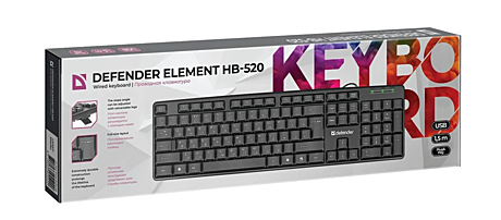 Клавиатура Defender Element HB-520 Black USB {45522} {Клавиатура проводная, 108кн.+3доп.}